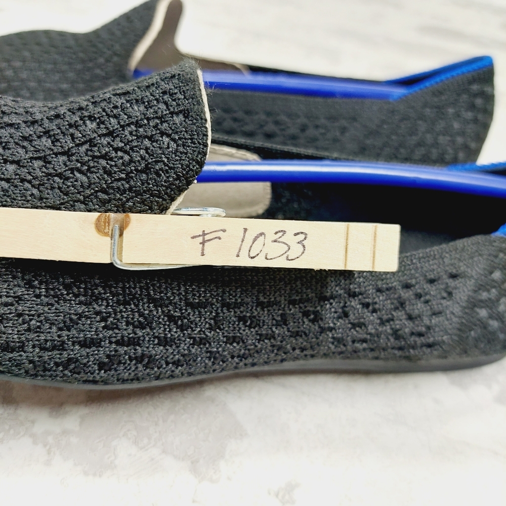 New Rothy's The Flat Black Crochet Round Toe Slip On Loafers F1053 - Picture 8 of 8